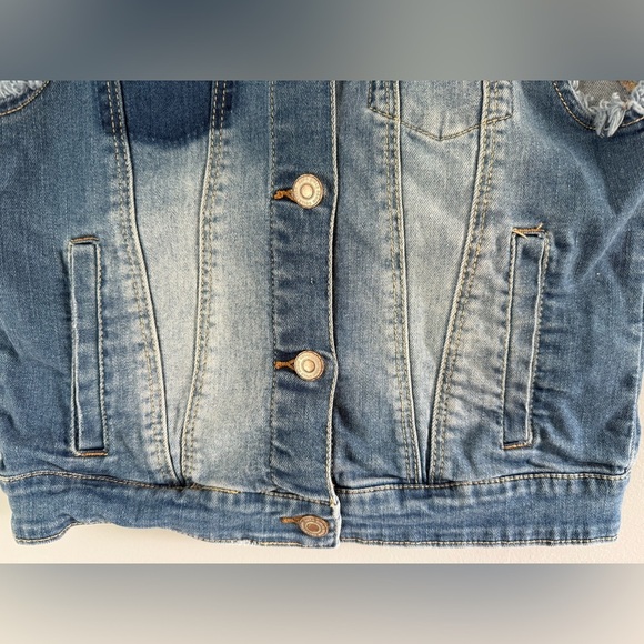 Zara Girls Denim Vest Distressed Sz 11/12 Casual Girl Core Denim Collection - Picture 5 of 10